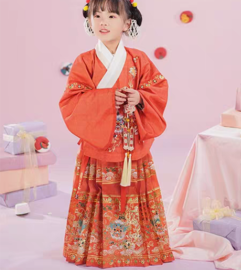小华小夏汉服女童新年拜年服小年兽亲子装明制...