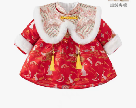 转卖班喜迪拜年服 可以当周岁服 女童 冬装...