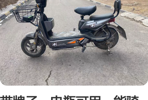 带牌子，电瓶可用，能骑能跑 感兴趣的话点“...