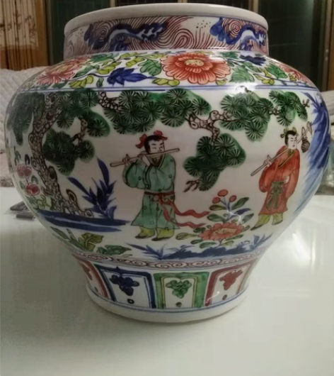 包邮元代五彩罐 元朝至正八年,张文进造,博...