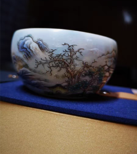包邮景德镇珐琅彩雪景杯，包邮，偏远地区另算...