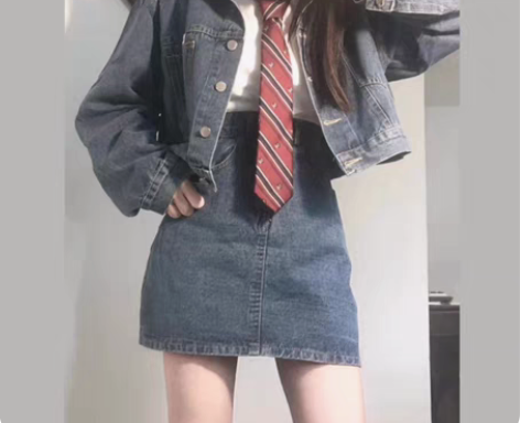 包邮学院风港风复古牛仔连衣裙子美式甜辣韩剧...