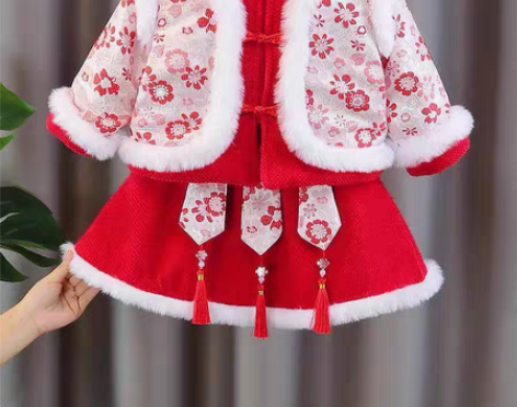 包邮汉服冬款女童唐装礼服女装爆款儿童中国风...