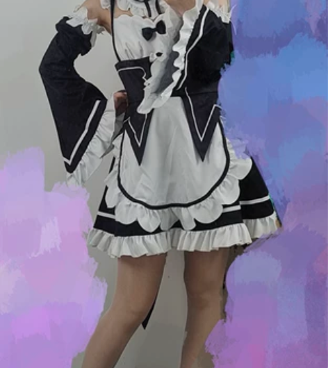 蕾姆cos除袜大全套 假发+衣服s码+配饰...
