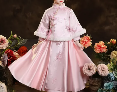 女童汉服儿童过年服唐装拜年服女宝中国风长袖...