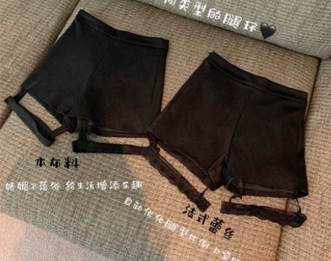 22元包邮出设计款黑色腿环短裤女秋冬202...