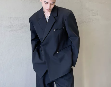 春季高级感痞帅西服男士设计感上衣网红休闲禁...
