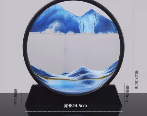 创意3D时光沙漏圆形流沙画桌面装饰品摆件男...