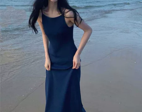 专柜商场撤回国际大牌剪标余单尾单法式复古蓝...